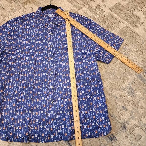 Age Of Wisdom Modal Guitar Printed Blue Short Sleeve Button Down Shirt XL new - Picture 11 of 14